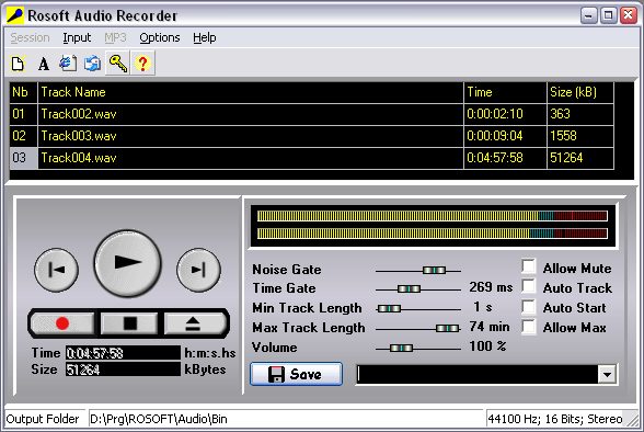 Rosoft Audio Recorder Screenshot